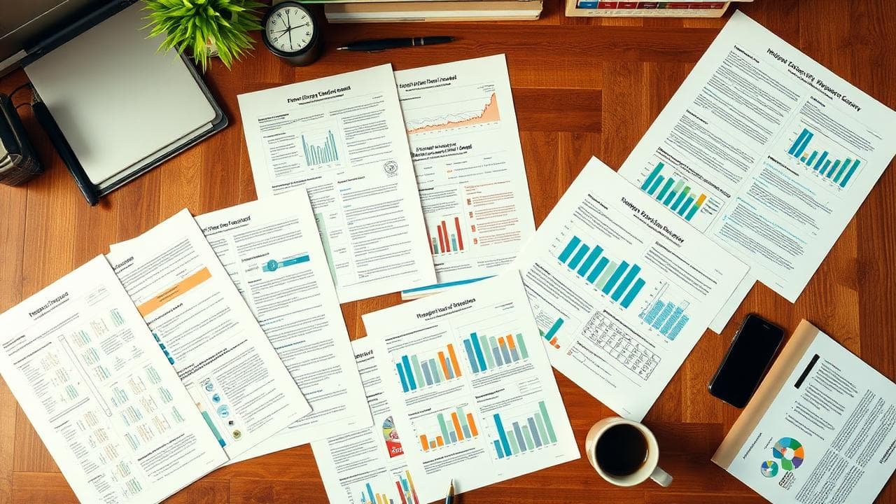 Several study reports on a desk